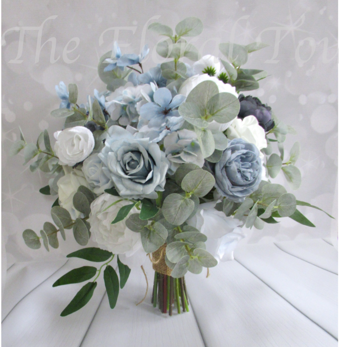 artificial wedding bouquets, dusty blue wedding flowers